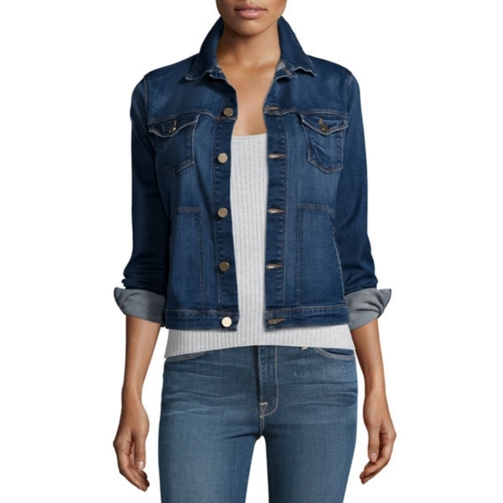 FRAME // ltd ed le slim denim jacket in medium blue denim shore coast